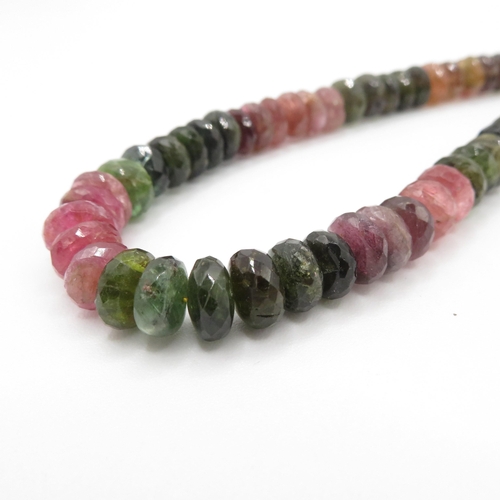 237 - 9ct gold rainbow tourmaline necklace (total weight 48.8g)