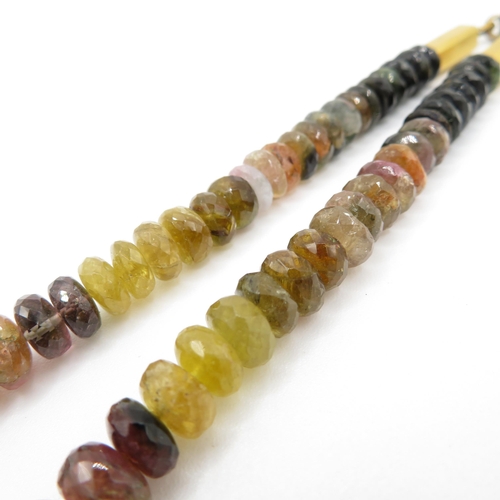 237 - 9ct gold rainbow tourmaline necklace (total weight 48.8g)