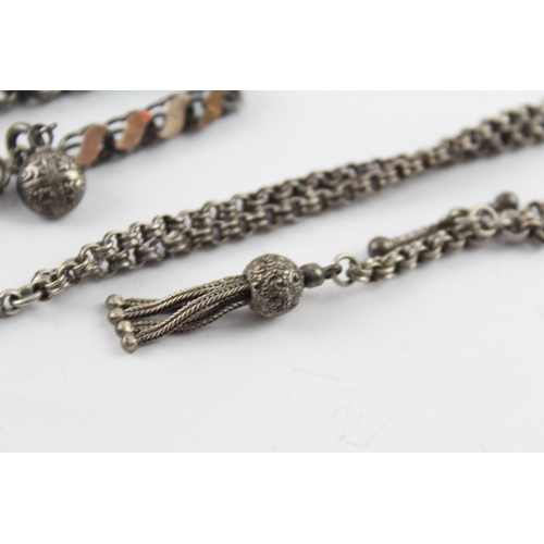 284 - Collection of Silver Victorian Jewellery inc. Albertina Watch Chain x 2 22g