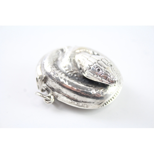 311 - Vintage Stamped .925 Sterling Silver Novelty Coiled Snake Vesta Case 24g