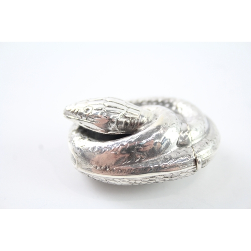 311 - Vintage Stamped .925 Sterling Silver Novelty Coiled Snake Vesta Case 24g