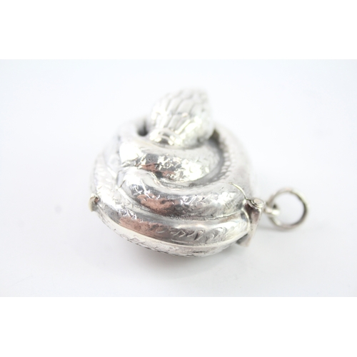 311 - Vintage Stamped .925 Sterling Silver Novelty Coiled Snake Vesta Case 24g