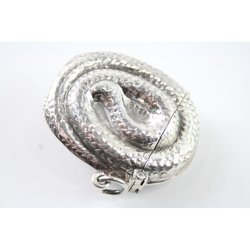 311 - Vintage Stamped .925 Sterling Silver Novelty Coiled Snake Vesta Case 24g