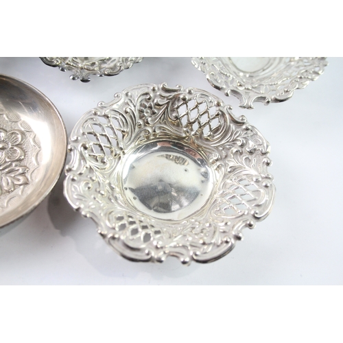 322 - 5 x Antique / Vintage Hallmarked .925 Sterling Silver Pin / Trinket Dishes 75g