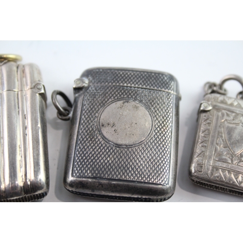 344 - 3 x Antique Victorian Hallmarked .925 Sterling Silver Vesta / Match Cases (61g)