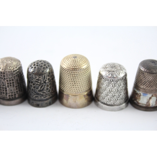 358 - 10 x Antique / Vintage .925 Sterling Silver Thimbles Inc Charles Horner (46g)