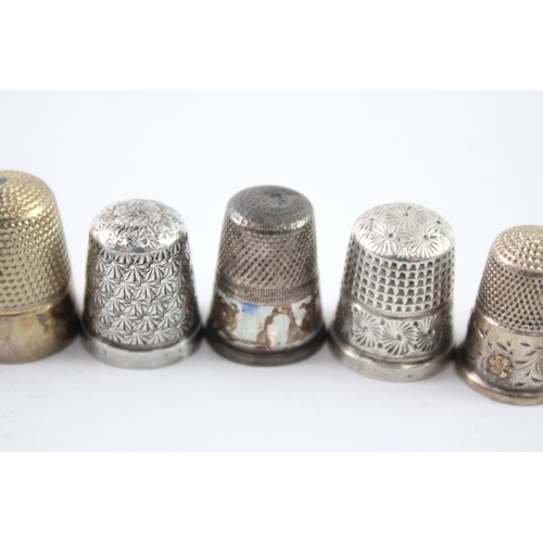 358 - 10 x Antique / Vintage .925 Sterling Silver Thimbles Inc Charles Horner (46g)