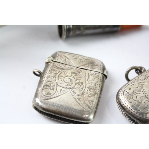 372 - 5 x Antique / Vintage Hallmarked .925 Sterling Silver Tobacciana Inc Vestas 100g