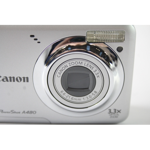 444 - Canon Powershot A480 Digital Compact Camera Working w/ 3.3x Optical Zoom Lens