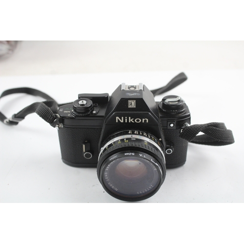 446 - Vintage Nikon EM SLR Film Camera Working w/ Nikon 50mm F/1.8 Lens