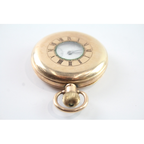 466 - Vintage Half Hunter Rolled Gold Pocket Watch Hand Wind WATCH RUNS