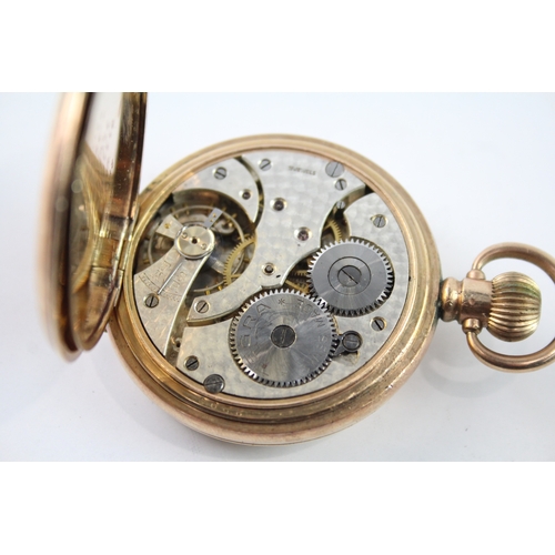 466 - Vintage Half Hunter Rolled Gold Pocket Watch Hand Wind WATCH RUNS