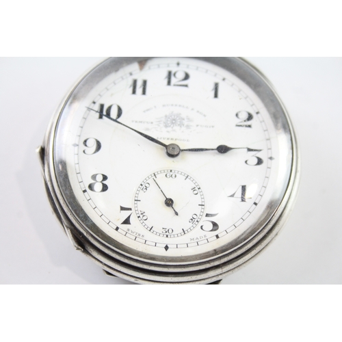 470 - Vintage .925 Silver JG Graves Open Face Pocket Watch Key Wind WATCH RUNS