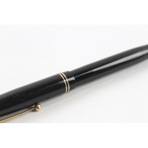 484 - Vintage Mabie Todd Swan Self Filler Black Fountain Pen w/ 14ct Gold Nib WRITING