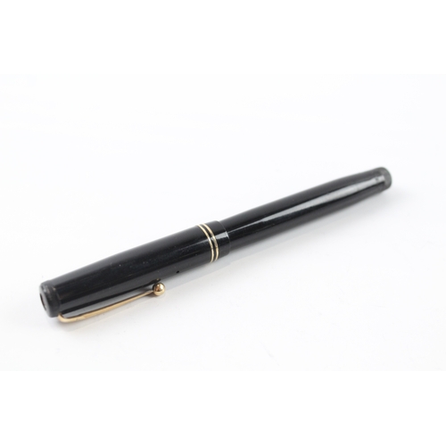 484 - Vintage Mabie Todd Swan Self Filler Black Fountain Pen w/ 14ct Gold Nib WRITING