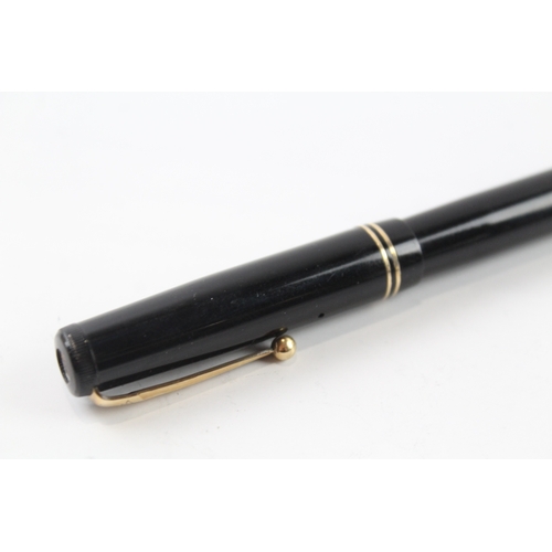 484 - Vintage Mabie Todd Swan Self Filler Black Fountain Pen w/ 14ct Gold Nib WRITING