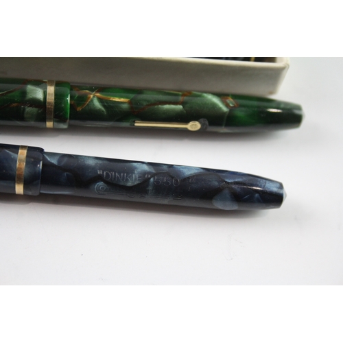 485 - 3 x Vintage Conway Stewart Dinkie Fountain Pens w/ 14ct Gold Nibs WRITING