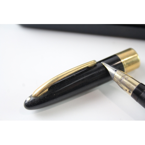 489 - Vintage Sheaffer Snorkel Black Fountain Pen w/ 14ct Gold Nib WRITING Boxed