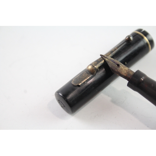 490 - Vintage Mabie Todd Minor No.2 Black Cased Fountain Pen w/ 14ct Gold Nib WRITING