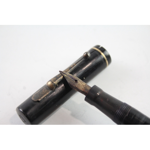 490 - Vintage Mabie Todd Minor No.2 Black Cased Fountain Pen w/ 14ct Gold Nib WRITING