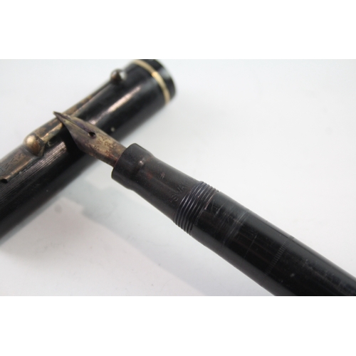 490 - Vintage Mabie Todd Minor No.2 Black Cased Fountain Pen w/ 14ct Gold Nib WRITING