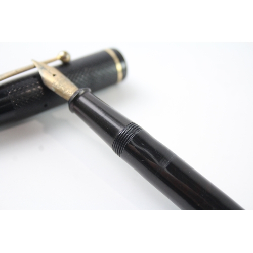 491 - Vintage De La Rue ONOTO Fountain Pen Black Casing 14ct Gold Nib WRITING