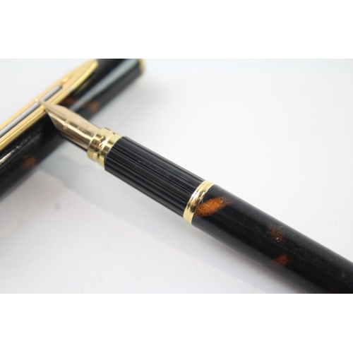 493 - Vintage Waterman Executive Brown Lacquer Fountain Pen w/ 18ct Gold Nib WRITING