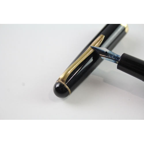 494 - Vintage Montblanc Mont Rosa Black Fountain Pen w/ Steel Nib WRITING