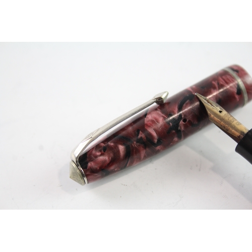 499 - Vintage Conway Stewart 75 Burgundy Cased Fountain Pen w/ 14ct Gold Nib WRITING