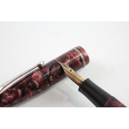 499 - Vintage Conway Stewart 75 Burgundy Cased Fountain Pen w/ 14ct Gold Nib WRITING