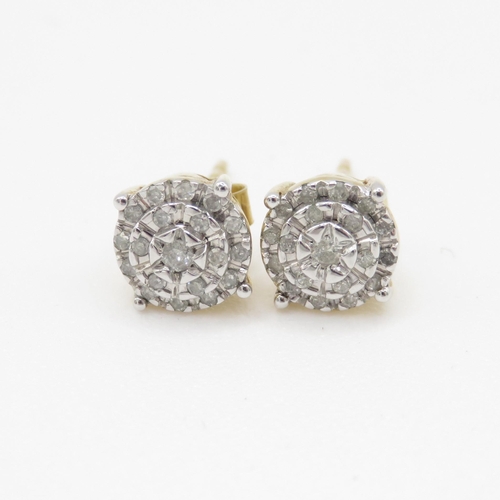 67 - 9ct gold diamond cluster stud earrings (1.5g)