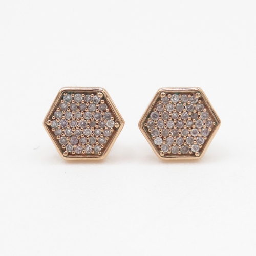 83 - 9ct rose gold diamond stud earrings (1.4g)