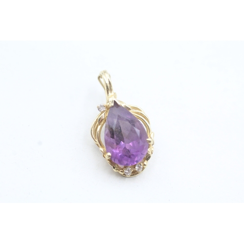 112 - 14ct gold amethyst pendant (3.2g)