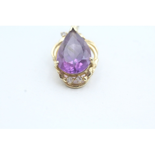 112 - 14ct gold amethyst pendant (3.2g)