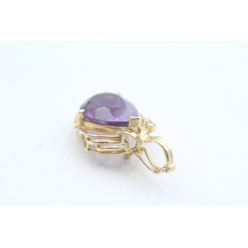 112 - 14ct gold amethyst pendant (3.2g)