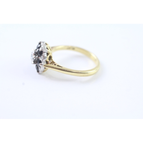 22 - 18ct gold sapphire and diamond cluster dress ring (4.7g) Size L 1/2