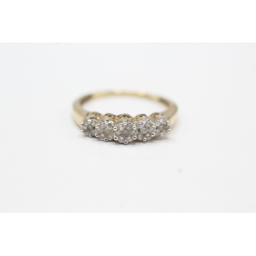 3 - 9ct gold diamond cluster eternity ring (1.6g) Size M 1/2