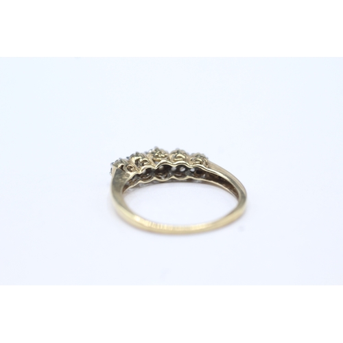 3 - 9ct gold diamond cluster eternity ring (1.6g) Size M 1/2