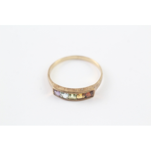 32 - 9ct gold multi-gemstone half eternity ring, set with garnet, citrine ,peridot, topaz & amethyst (1.9... 