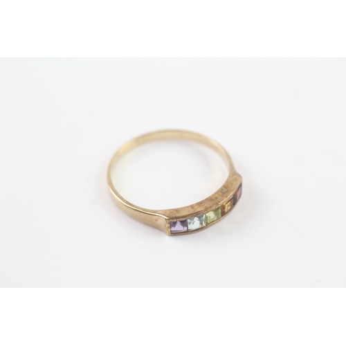 32 - 9ct gold multi-gemstone half eternity ring, set with garnet, citrine ,peridot, topaz & amethyst (1.9... 