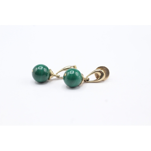 42 - 9ct gold malachite drop earrings (4.7g)