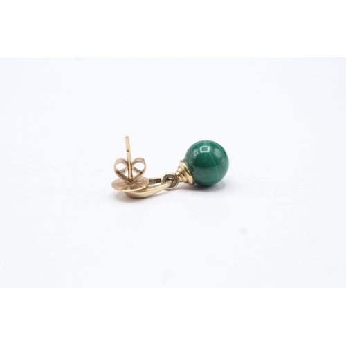 42 - 9ct gold malachite drop earrings (4.7g)