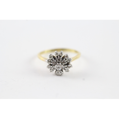 50 - 18ct gold diamond cluster dress ring (3g) Size N