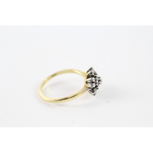 50 - 18ct gold diamond cluster dress ring (3g) Size N