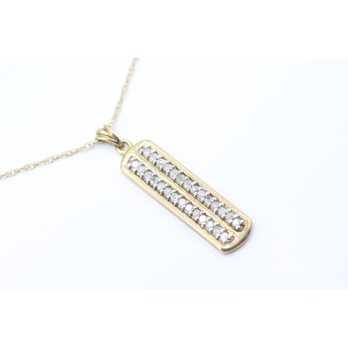 53 - 9ct gold diamond pendant necklace (2.4g)