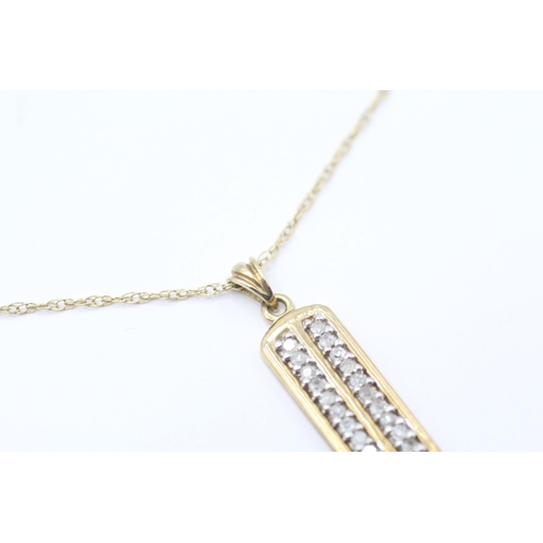 53 - 9ct gold diamond pendant necklace (2.4g)