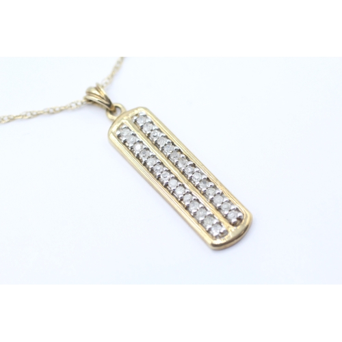 53 - 9ct gold diamond pendant necklace (2.4g)