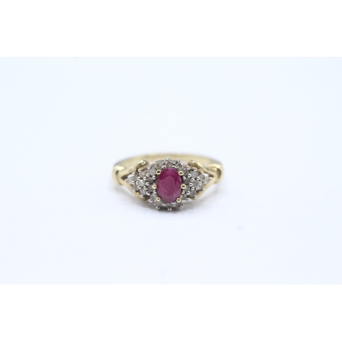 58 - 9ct gold ruby & diamond dress ring (3.3g) Size M