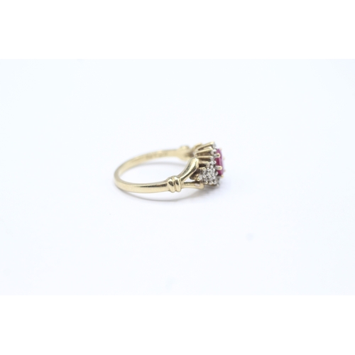 58 - 9ct gold ruby & diamond dress ring (3.3g) Size M