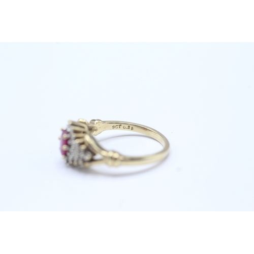 58 - 9ct gold ruby & diamond dress ring (3.3g) Size M